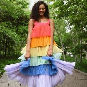 Hutch Rainbow Tiered Tulle Dress M